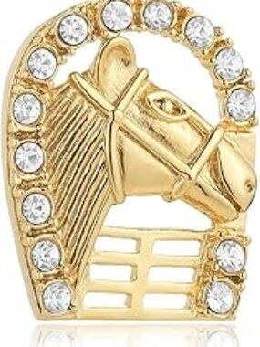 New Western Horse Necklace Stainless Steel Hip Hop Gold Head of Horse Rhinestone
